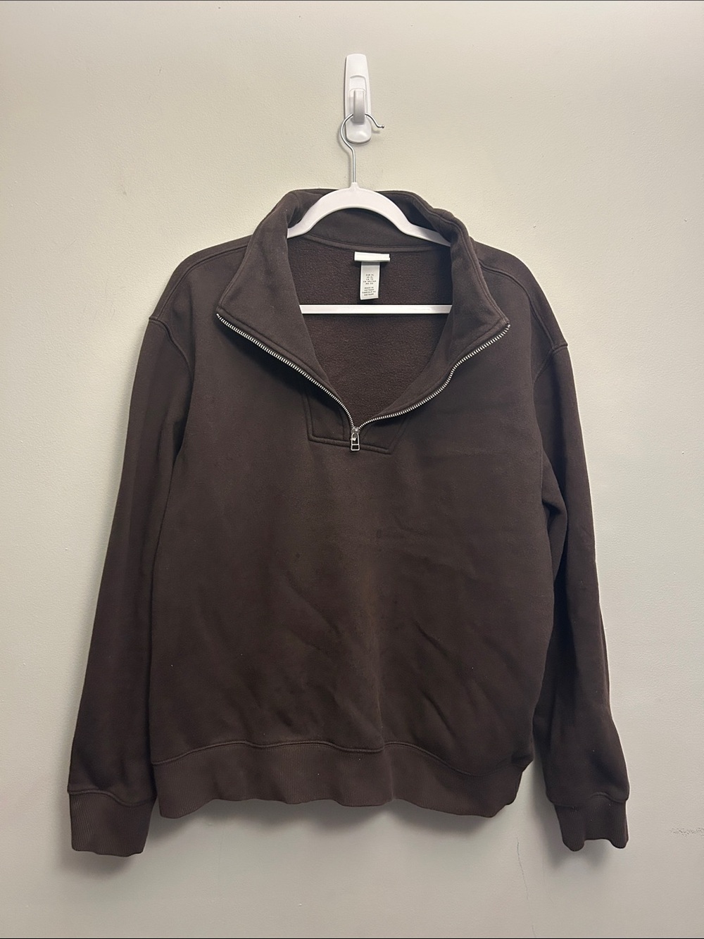 H&M Classic Quarter-Zip Pullover Sweater - Brown